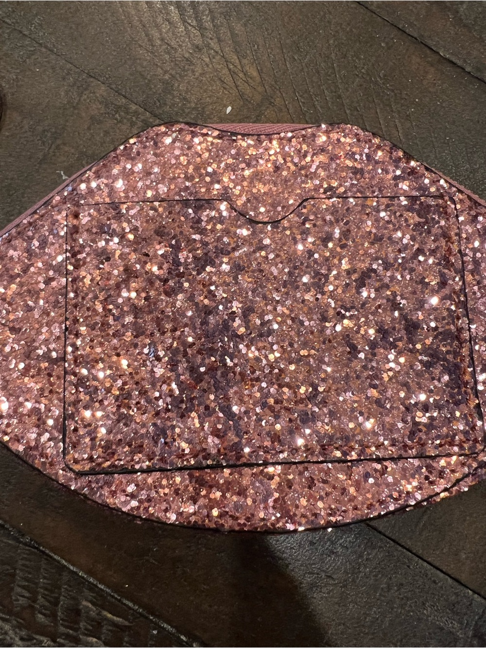 ALDO Pink Glitter Lip-Shaped Keychain Coin Purse - Picture 2 of 4